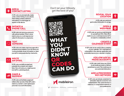 With QR Codes you can: Add a contact, Start a phone call, Text someone, Write an email, Make a payment, Reveal your location, Open a web page, Create a calender event, Follow Social Media accounts, Add a preferred Wi-Fi network, and more.